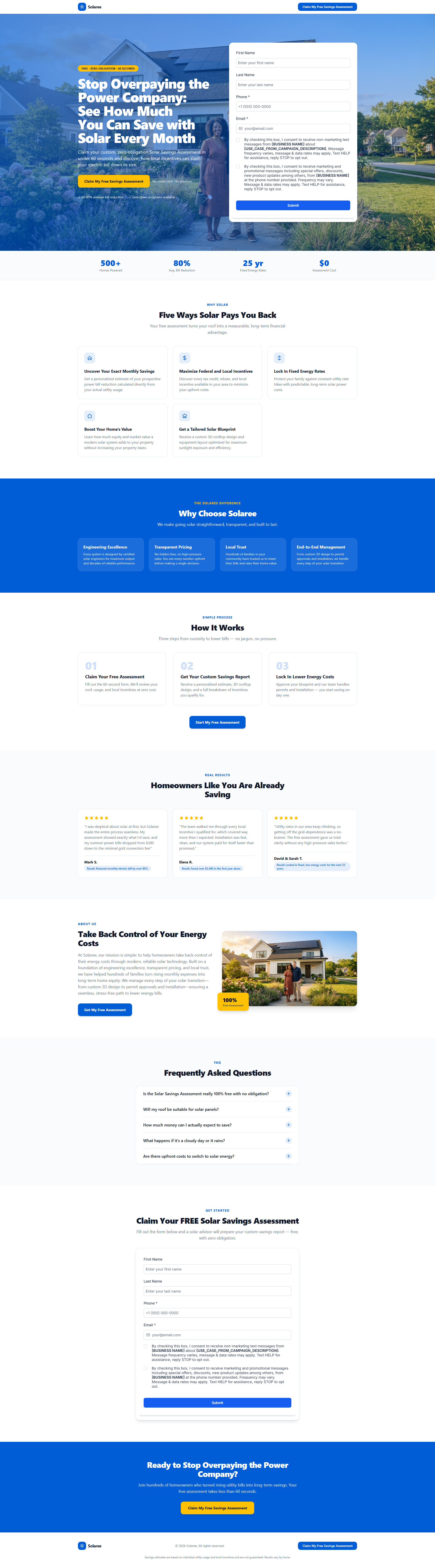 Solar Energy Lead Generation Funnel — Stop Overpaying the Power Company